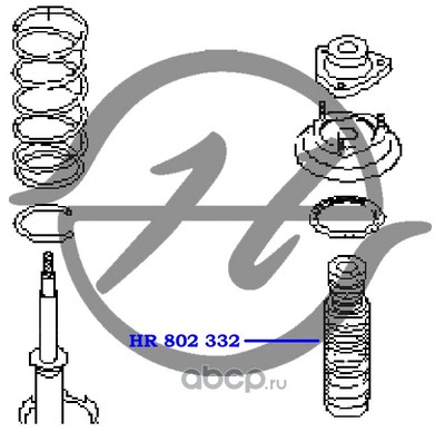 Чехол стойки амортизатора задней подвески, с отбойником (Hanse) HR802332 (вид 1) Чехол стойки амортизатора задней подвески, с отбойником (Hanse) HR802332 (фото, вид 1)