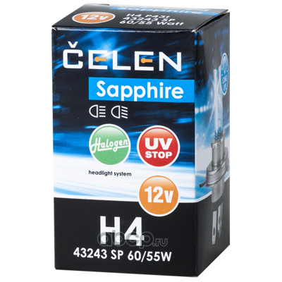  4 43243 sp 12v 60/55w celen halogen sapphire() +35% long life uv-stop (Celen) 43243SP (,  2)