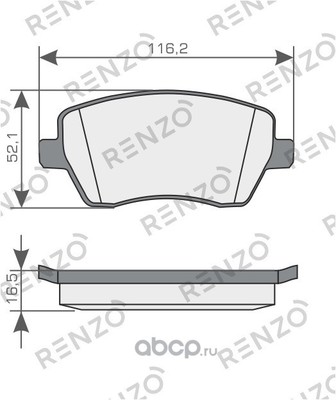 Комплект тормозных колодок, дисковый тормоз, передняя ось (RENZO) RNZ260 (вид 1) Комплект тормозных колодок, дисковый тормоз, передняя ось (RENZO) RNZ260 (фото, вид 1)