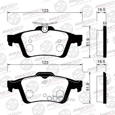 Колодки тормозные дисковые (противоскрипная пластина в комплекте) (AVANTECH) AV038 (вид 1) Колодки тормозные дисковые (противоскрипная пластина в комплекте) (AVANTECH) AV038 (фото, вид 1)