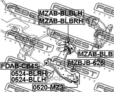 Сайлентблок задний переднего левого рычага (Febest) MZABBLBLH (вид 1) Сайлентблок задний переднего левого рычага (Febest) MZABBLBLH (фото, вид 1)