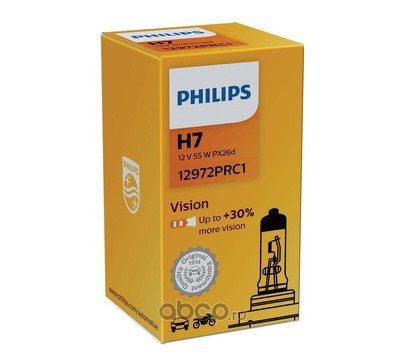   H7 (PX26d), 12 55, Premium Vision +30% (Philips) 12972PRC1 (,  1)