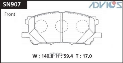 Дисковые тормозные колодки ADVICS (ADVICS) SN907 Дисковые тормозные колодки ADVICS (ADVICS) SN907