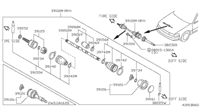 Шарнирный комплект, приводной вал (NISSAN) 3910162Y15 Шарнирный комплект, приводной вал (NISSAN) 3910162Y15