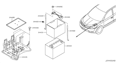 Полка аккумулятора (NISSAN) 2442856L00 Полка аккумулятора (NISSAN) 2442856L00