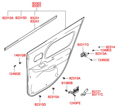 Накладка двери (Hyundai-KIA) 833023D031LK Накладка двери (Hyundai-KIA) 833023D031LK