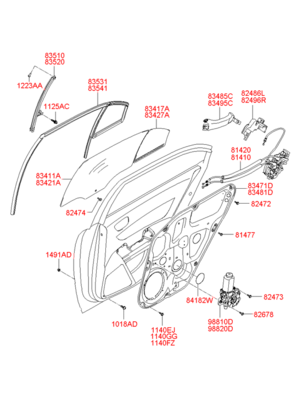 Замок двери (Hyundai-KIA) 814103K510 Замок двери (Hyundai-KIA) 814103K510