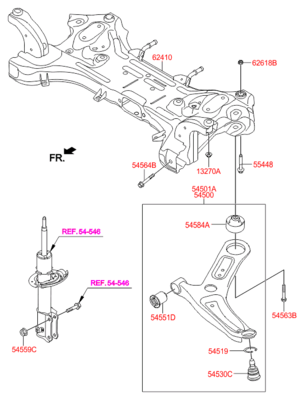 Сайлентблок рычага переднего передний (Hyundai-KIA) 54551C1000 Сайлентблок рычага переднего передний (Hyundai-KIA) 54551C1000