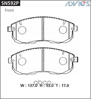 Дисковые тормозные колодки (ADVICS) SN592P Дисковые тормозные колодки (ADVICS) SN592P