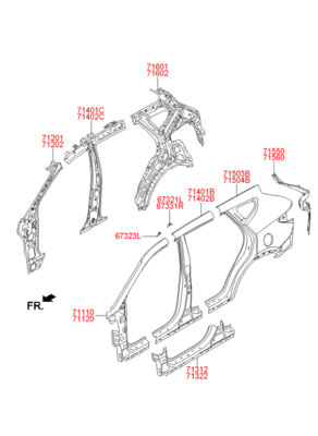 Передняя стойка кузова (Hyundai-KIA) 711202WA10 Передняя стойка кузова (Hyundai-KIA) 711202WA10