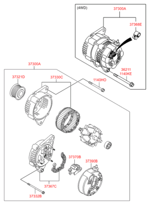 Генератор (Hyundai-KIA) 373002F100 Генератор (Hyundai-KIA) 373002F100
