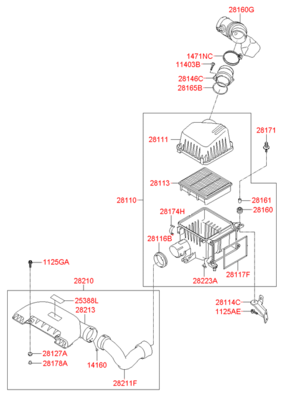 Корпус воздушного фильтра (Hyundai-KIA) 281102H100 Корпус воздушного фильтра (Hyundai-KIA) 281102H100