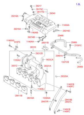 Прокладка впускного коллектора кольцо (Hyundai-KIA) 2841126600 Прокладка впускного коллектора кольцо (Hyundai-KIA) 2841126600