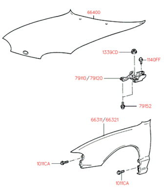 Переднее крыло (Hyundai-KIA) 6632122420 Переднее крыло (Hyundai-KIA) 6632122420