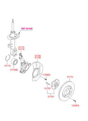 Цапфа поворотного кулака (Hyundai-KIA) 517162S000 Цапфа поворотного кулака (Hyundai-KIA) 517162S000