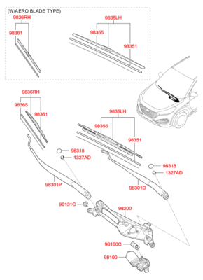 Щетка стеклоочистителя (Hyundai-KIA) 983503X000 Щетка стеклоочистителя (Hyundai-KIA) 983503X000
