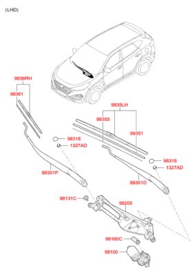 Щетка стеклоочистителя (Hyundai-KIA) 983601W050 Щетка стеклоочистителя (Hyundai-KIA) 983601W050