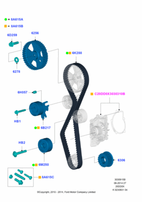 Комплект замены ремня ГРМ (с водяным насосом) (FORD) 1855735 Комплект замены ремня ГРМ (с водяным насосом) (FORD) 1855735