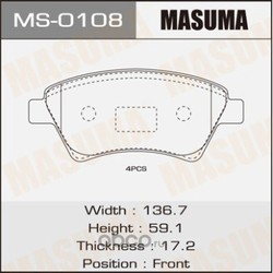 Колодки тормозные (Masuma) MS0108