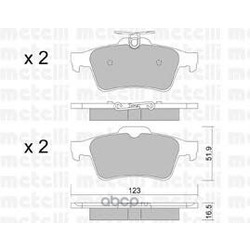 Комплект тормозных колодок, дисковый тормоз (Metelli) 2203371