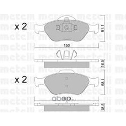 Комплект тормозных колодок, дисковый тормоз (Metelli) 2203160