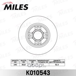 Диск тормозной RENAULT CLIO III 05-/MEGANE II 02- задний без подшипника (Miles) K010543