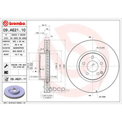 Тормозной диск (Brembo) 09A62111