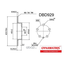 диск тормозной (DYNAMATRIX-KOREA) DBD929