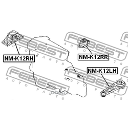 Подушка двигателя задняя (Febest) NMK12RR