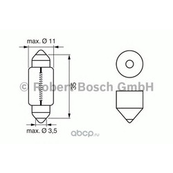 Лампа накаливания C5W (SV8,5) софит, 12В 5Вт (Bosch) 1987302211