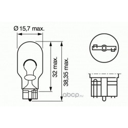 Лампа накаливания W16W (W2.1x9.5d), 12В 16Вт (Bosch) 1987302205